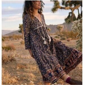 Christy Dawn Paloma Prairie Dress Size P XS Navy Anemone Vine Floral Cottagecore